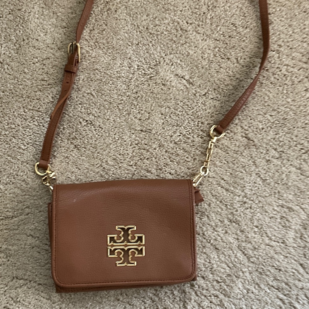 Tory Burch Tan Crossbody Bag with Gold Accents